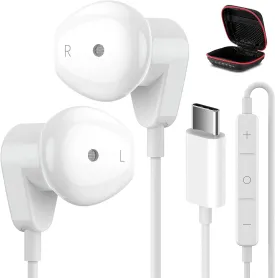 USB C Headphones for iPhone 16 15 Pro iPad Pro USB Type C Earphones HiFi Stereo USB-C Wired Earbuds with Microphone Volume Control for Samsung S23 Ultra S22 S21 Note20 A54,Pixel 9 8 7 6 6a 5,OnePlus9