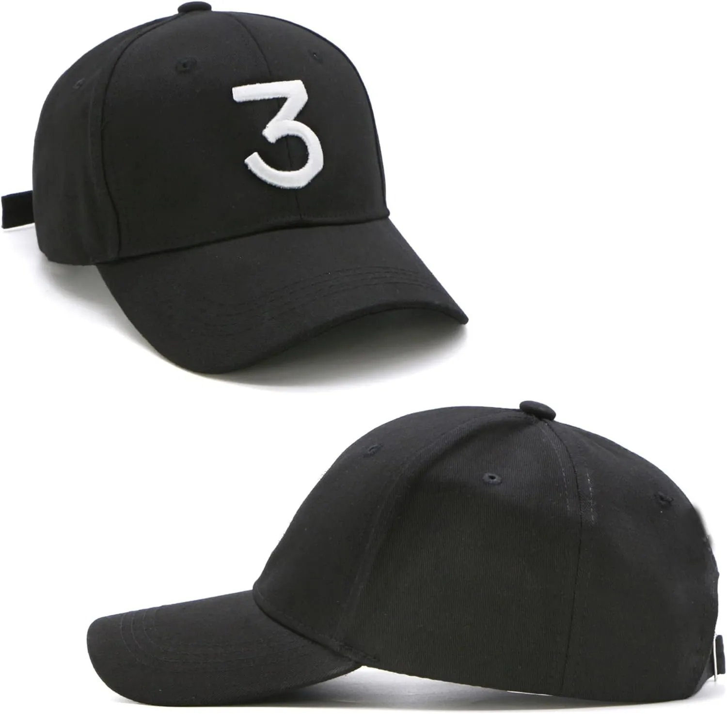 UTOWO Number 3 Baseball-Cap White 3 Embroidered Dad Hat Black Hip-Hop Cap Adjustable