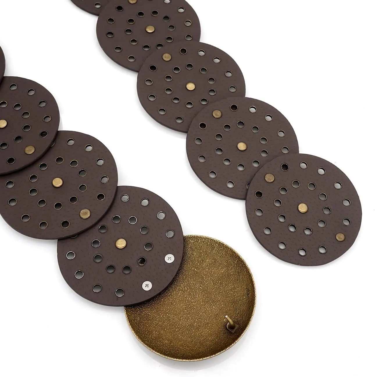 Wide Disc Belt for Women Boho Concho Leather Belts Vintage Western Waist Belt