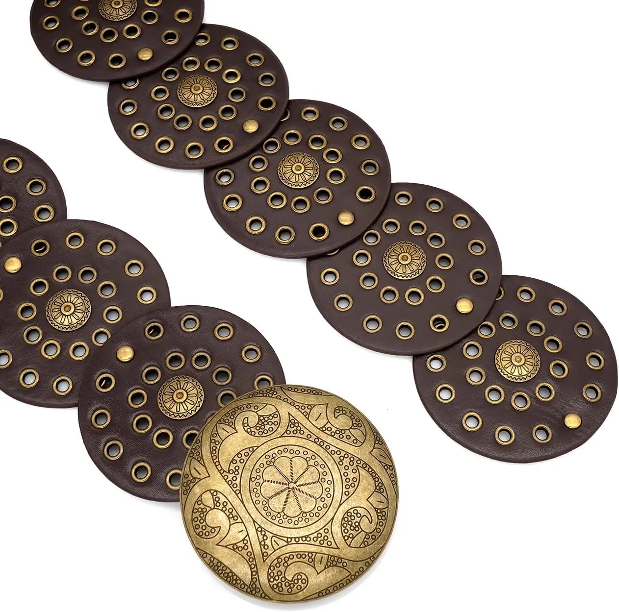 Wide Disc Belt for Women Boho Concho Leather Belts Vintage Western Waist Belt