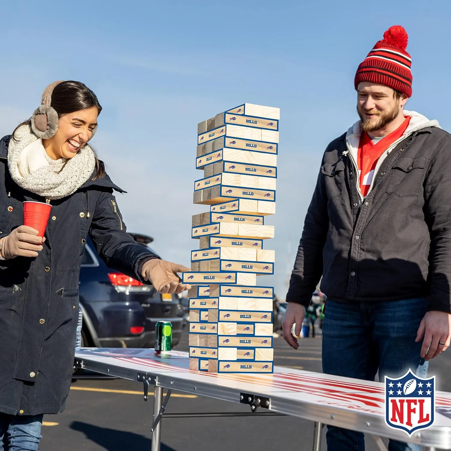 Wild Sports NFL Giant Stacking Wooden Blocks  Tumbling Tower Classic Family Game Stacks  Great Gift for Any Football Fan!