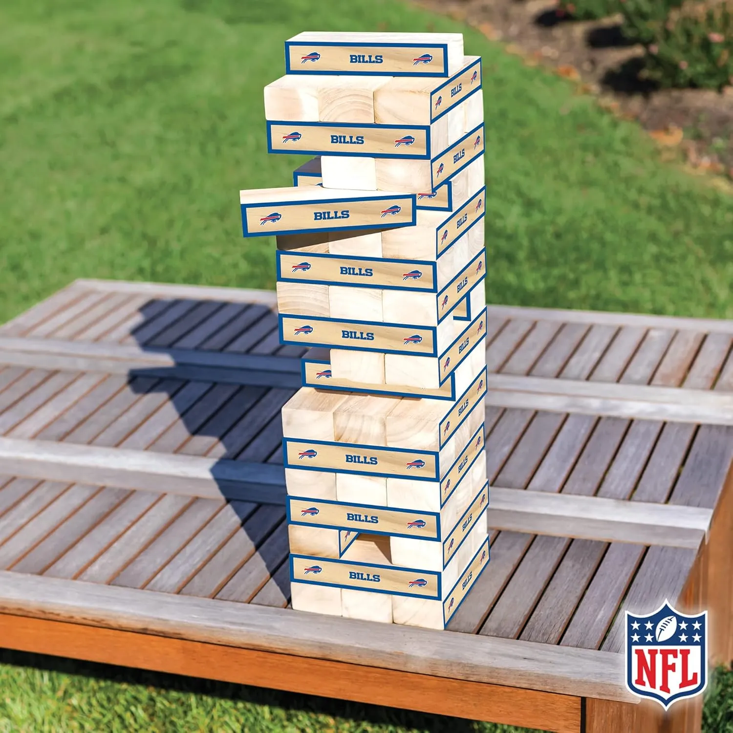 Wild Sports NFL Giant Stacking Wooden Blocks  Tumbling Tower Classic Family Game Stacks  Great Gift for Any Football Fan!