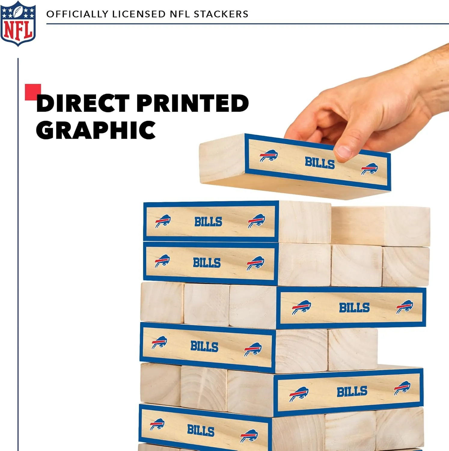 Wild Sports NFL Giant Stacking Wooden Blocks  Tumbling Tower Classic Family Game Stacks  Great Gift for Any Football Fan!