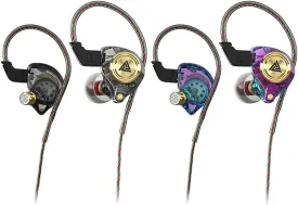 Wired Gaming Earbuds 2Pack, Ak3file in Ear Monitors, Deep Bass Sound Wired Earbuds, HiFi in Ear Headphones with 1DD 10mm Dynamic Driver, IEM for Music Gaming Video Calling (Black Purple)