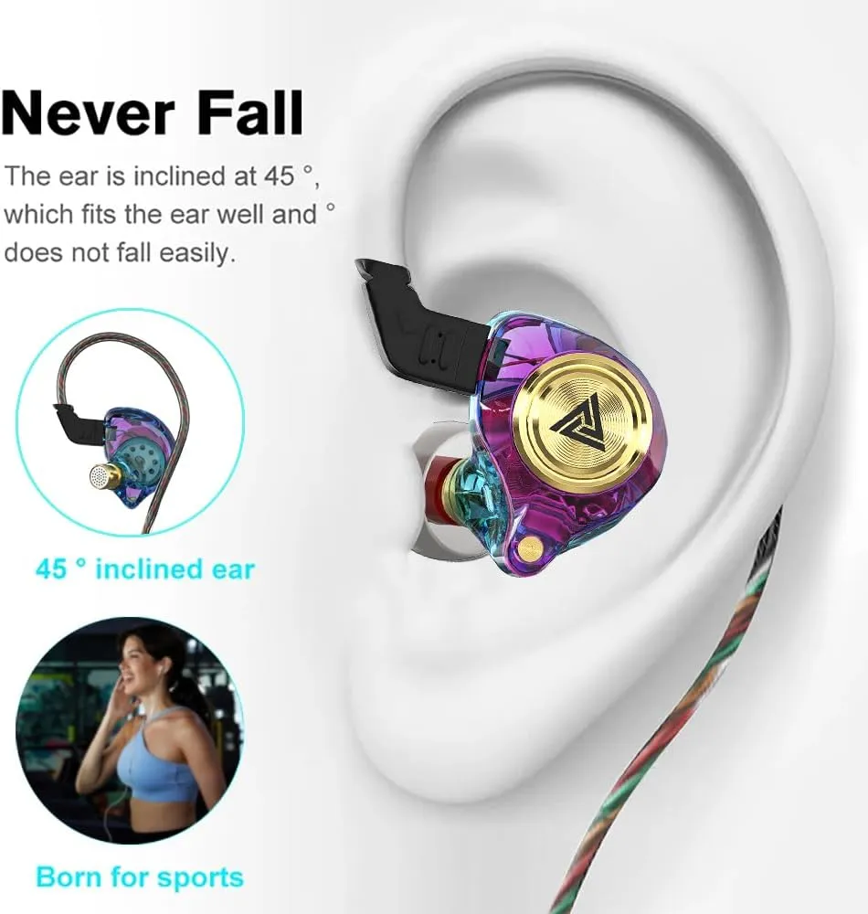 Wired Gaming Earbuds 2Pack, Ak3file in Ear Monitors, Deep Bass Sound Wired Earbuds, HiFi in Ear Headphones with 1DD 10mm Dynamic Driver, IEM for Music Gaming Video Calling (Black Purple)