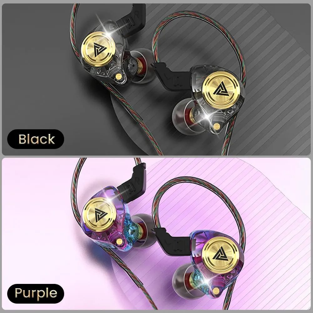 Wired Gaming Earbuds 2Pack, Ak3file in Ear Monitors, Deep Bass Sound Wired Earbuds, HiFi in Ear Headphones with 1DD 10mm Dynamic Driver, IEM for Music Gaming Video Calling (Black Purple)